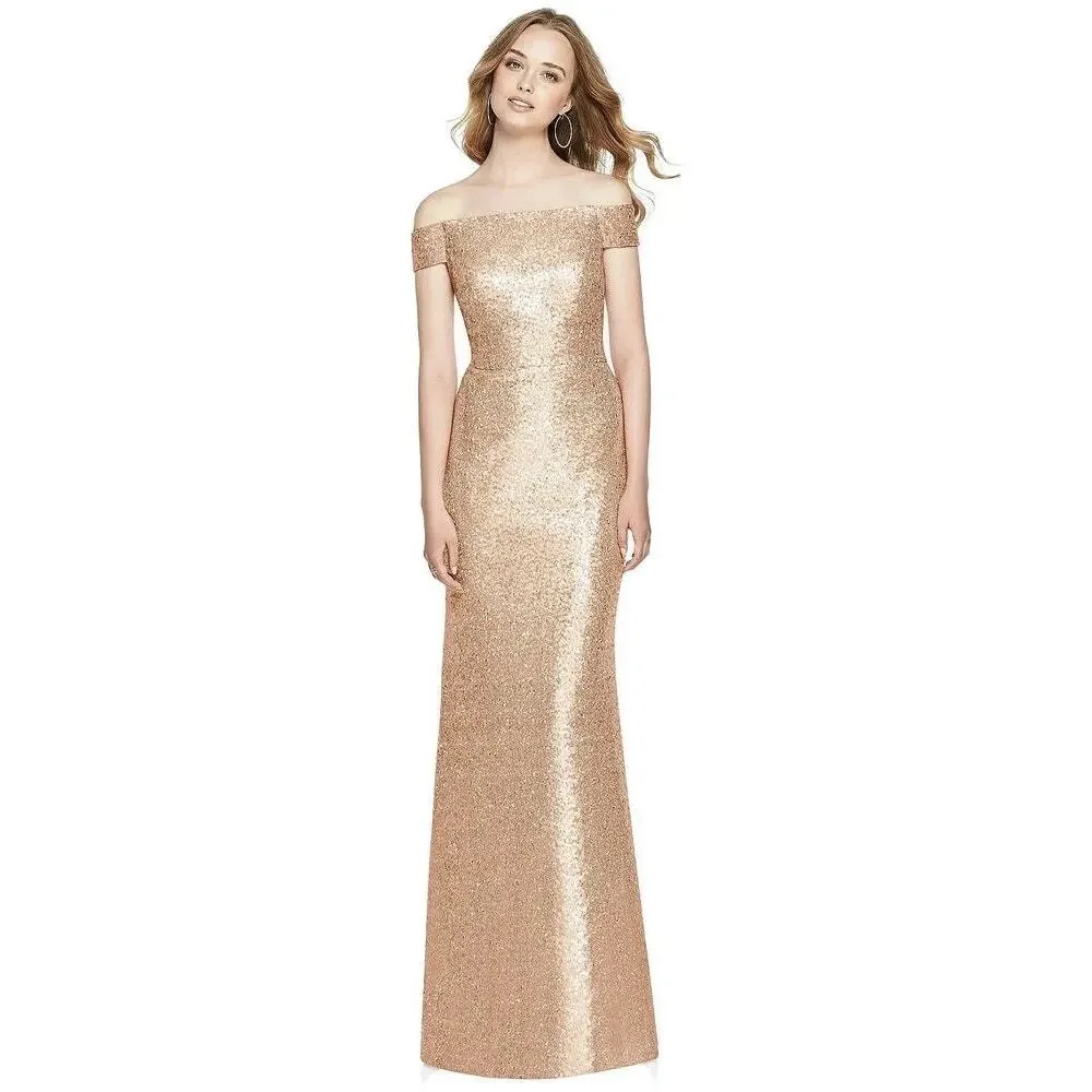 DESSY COLLECTION ELLE SEQUIN DRESS IN‎ ROSE GOLD Size 2